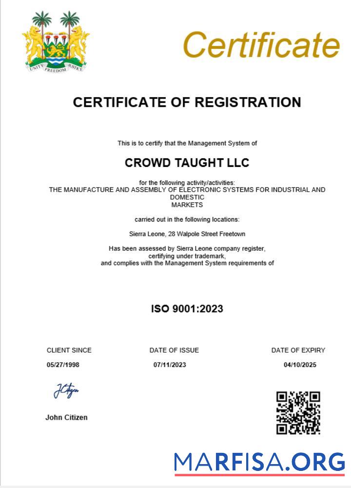 Downloadable Sierra Leone business registration certificate Word and PDF template